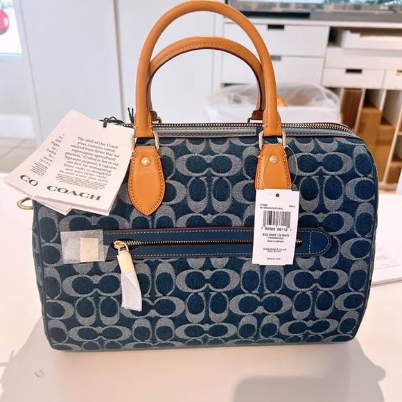 Coach Rowan Satchel Bag In Signature Denim Canvas NWT CY699 - Picture 4 of 6